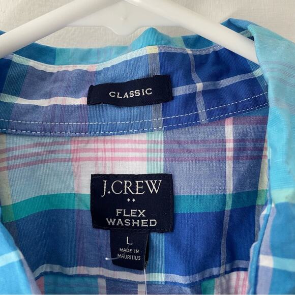 J. Crew Plaid Flex Washed Mens Blue Button Down Shirts NWTs size large - Picture 3 of 7